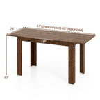 Extendable Dining Table for 4-8 People 47"-62" Large Rectangular Kitchen Table-Rustic Brown - Color: Rustic Brown