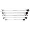K Tool International Wrench Set 5 Piece Metric Ratcheting Reversible Double Box Flexible Extra Long Universal Spline 90 Tooth