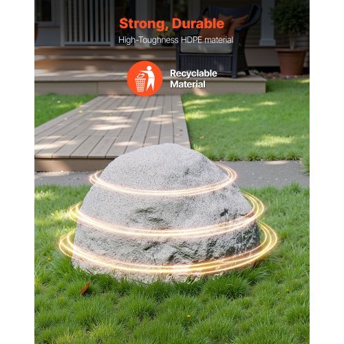 Faux Rock Cover, Outdoor Fake Rock Well Pump Cover, Realistic Natural Texture, Lightweight & Weather-Resistant Polyresin Artificial Boulder for Landscaping Garden Yard Dcor, Grey, Small Size