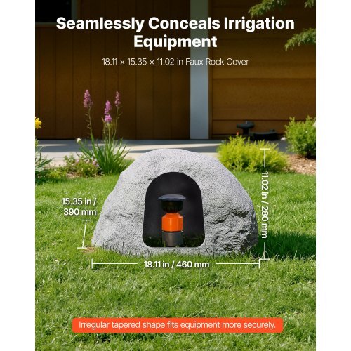 Faux Rock Cover, Outdoor Fake Rock Well Pump Cover, Realistic Natural Texture, Lightweight & Weather-Resistant Polyresin Artificial Boulder for Landscaping Garden Yard Dcor, Grey, Small Size