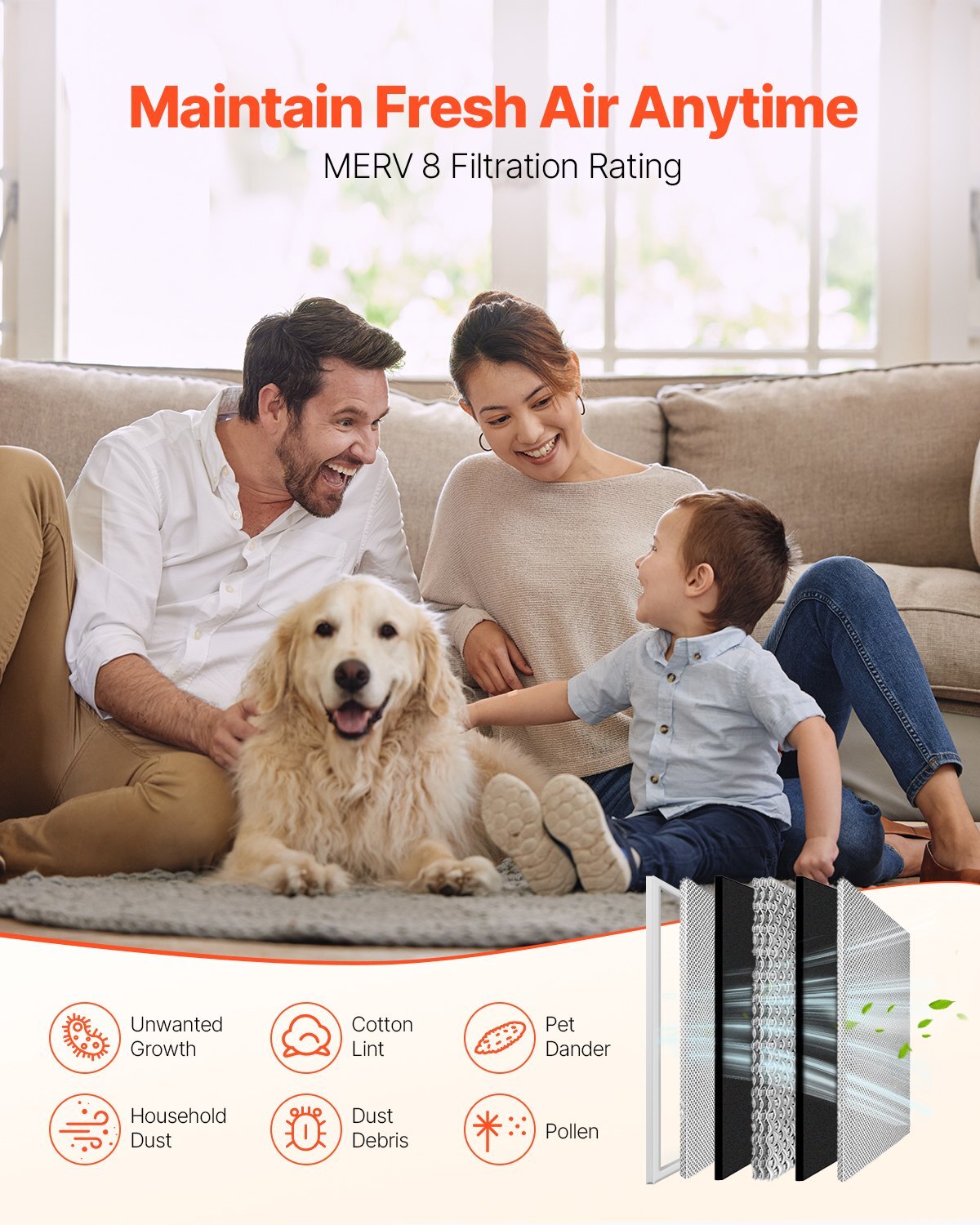 Electrostatic Air Filter, 16x20x1 inch Washable & Reusable Aluminum AC/HVAC Furnace Filter, MERV 8 Long Lifetime, Home or Office (Actual Size: 15.5 x 19.75 x 0.82 in)