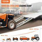Loading Ramps, 2 Pcs 72 x 15 in, Durable Aluminum and Heavy-Duty Trailer Ramp Set with Anti-Slip Plates, 6000 Lbs Combined Capacity, for Carts, Farm Tractors, ATVs, Lawn Mowers, Motorcycles