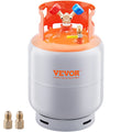 Refrigerant Recovery Tank, 30 LBS Capacity, 400 psi Portable Cylinder Tank with Y-Valve for Liquid/Vapor, High-sealing Recovery Can for R22/R134A/R410A, Orange+Gray