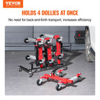 Car Dolly Rack, Storage Rack with 360? Rotatable Wheels, Hydraulic Ratchet Trolley Jack Stand Organizer, Jack Stands Holder Storage Rack, 4-Dolly Capacity, Compatible with Most Dollies