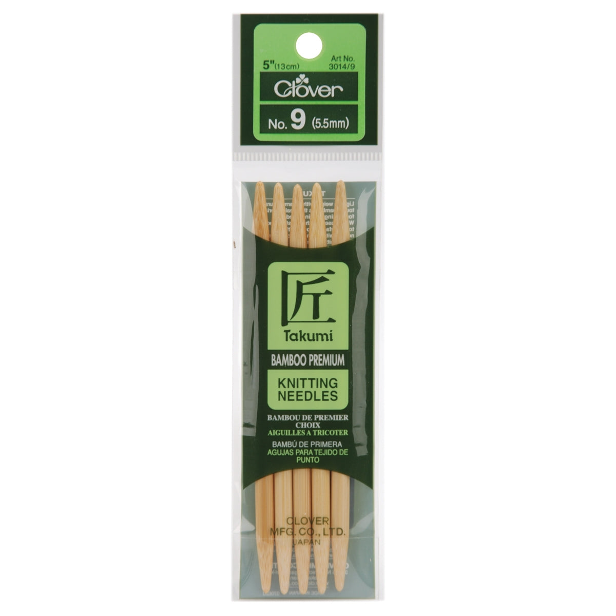 Takumi Bamboo Double Point Knitting Needles 5 inch 5 Per Pkg Size 9/5.5Mm