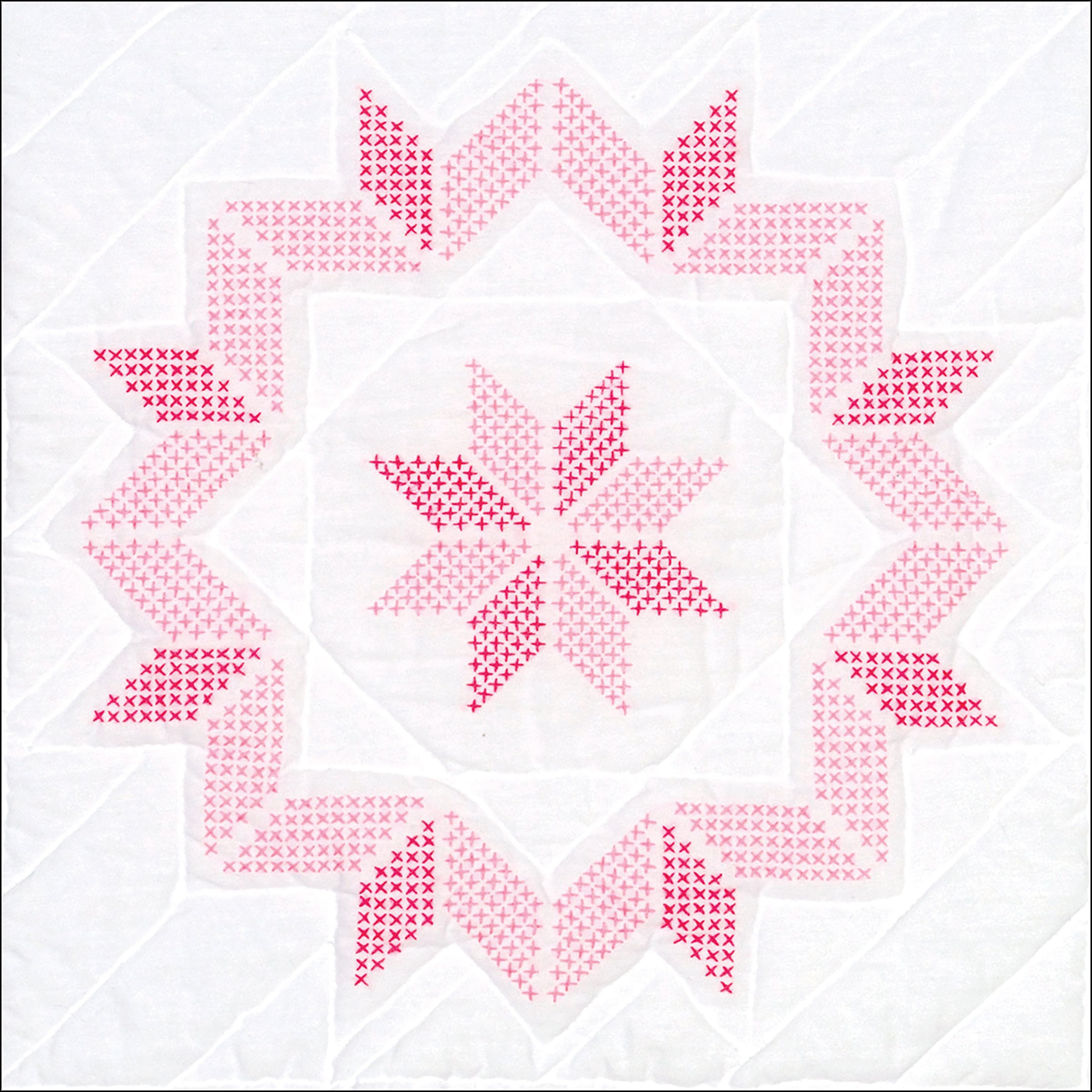 Jack Dempsey Stamped White Quilt Blocks 18 inch X18 inch 6 Per Pkg XX Starburst