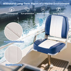 2-Pack Boat Seats Folding Low Back Boat Chairs Waterproof PVC Leather Cabin Seating-Blue - Color: Blue