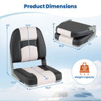 2-Pack Boat Seats with Thick Sponge Padding and Fixing Bolts-Gray