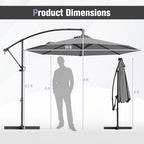 10 Feet Offset Hanging Umbrella with Base and Infinite Tilt-Gray - Color: Gray