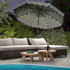 10 Feet Solar Patio Umbrella with 24 LED Lights-Gray - Color: Gray