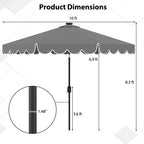 10 Feet Solar Patio Umbrella with 24 LED Lights-Gray - Color: Gray