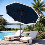 9 Feet Solar Patio Umbrella with 24 LED Lights for Yard-Navy - Color: Navy