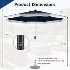 9 Feet Solar Patio Umbrella with 24 LED Lights for Yard-Navy - Color: Navy