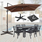 10 FT Cantilever Patio Umbrella with 32 Solar LED Lights and 220 LBS Base-Beige