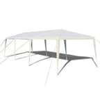 10 x 30 Feet Gazebo Canopy Tent with Connection Stakes and Wind Ropes - Color: White