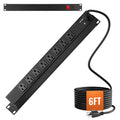 1U PDU, 8 Outlets, Rack Mount Power Strip Fits Standard 19" Server Racks, with Integrated Switch Surge Protection & Overload Protection, 110-125V/15A, Ideal for Home and Office