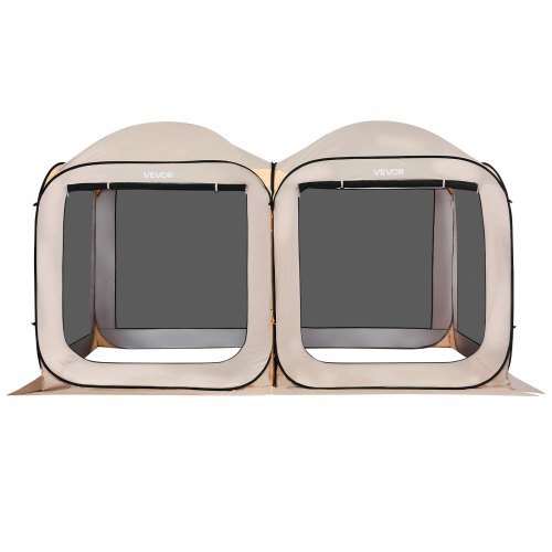Screen House Tent, 12 x 6 ft, 2 in 1 Pop Up Screen Tent, Portable Screened in Canopy with Carry Bag, Netting Sides, Ground Stakes, for Garden, Patio, Backyard, and Outdoor Activities, Beige
