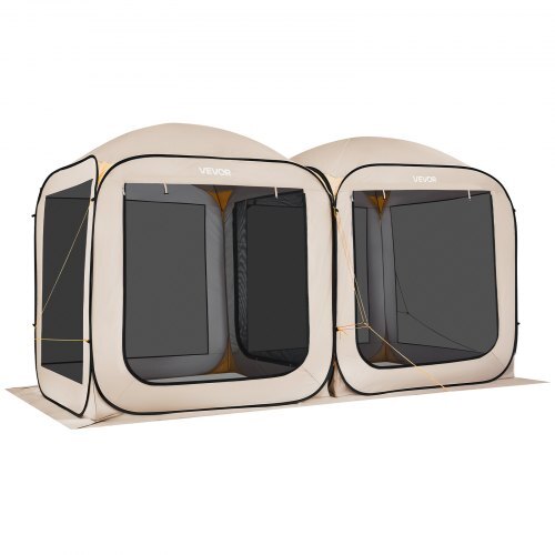 Screen House Tent, 12 x 6 ft, 2 in 1 Pop Up Screen Tent, Portable Screened in Canopy with Carry Bag, Netting Sides, Ground Stakes, for Garden, Patio, Backyard, and Outdoor Activities, Beige