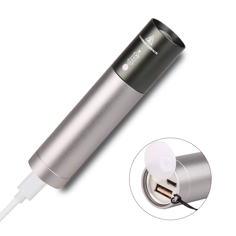 3 Modes Adjustable LED T6 USB Rechargeable Flashlight for Outdoor black_Model 1463-T6