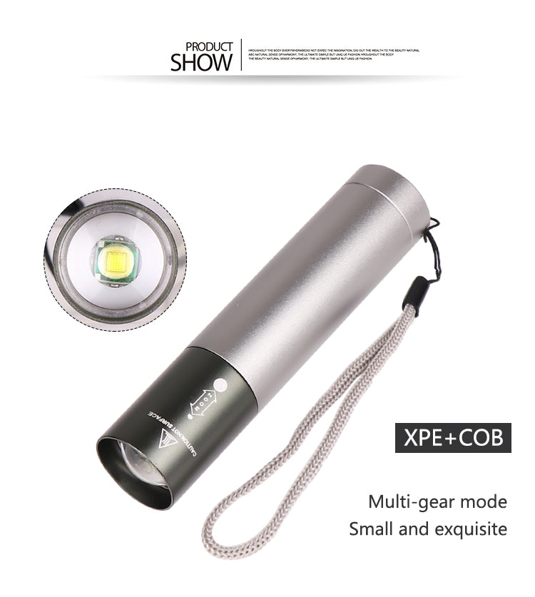 3 Modes Adjustable LED T6 USB Rechargeable Flashlight for Outdoor black_Model 1463-T6