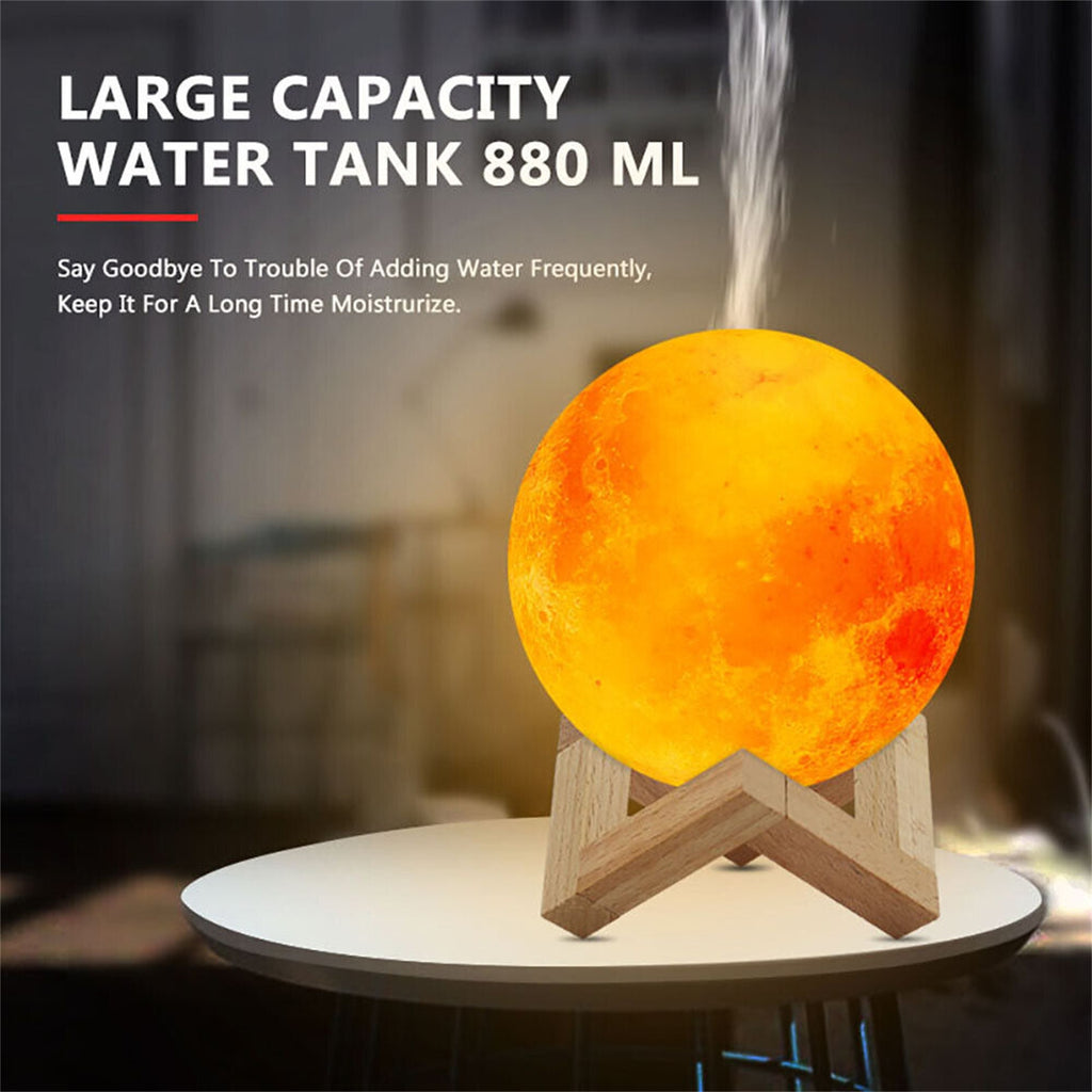 880ml Mist Maker Usb Light Aromatherapy Diffuser 3d Moon Lamp Aroma Humidifier for Living Room Bedroom Office