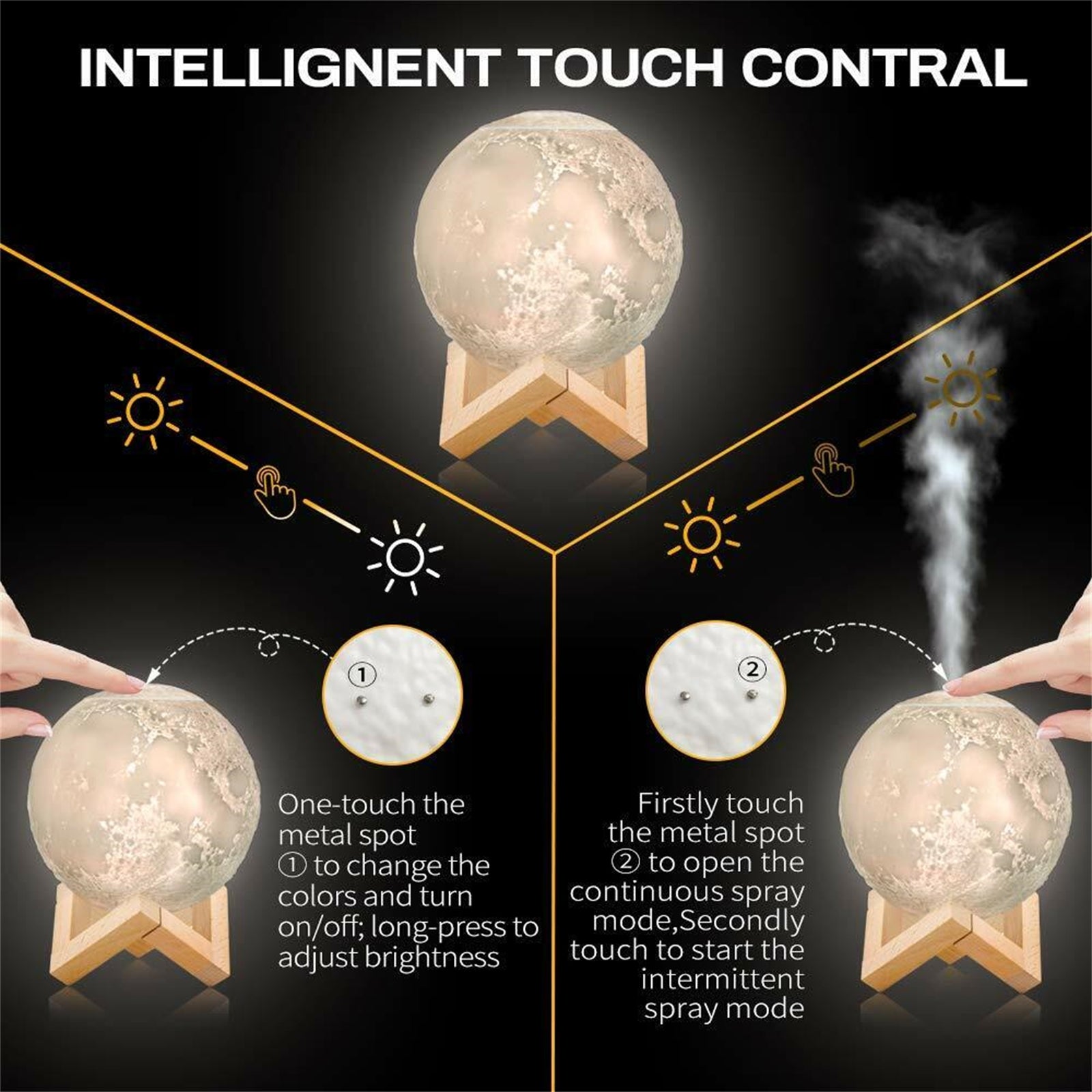 880ml Mist Maker Usb Light Aromatherapy Diffuser 3d Moon Lamp Aroma Humidifier for Living Room Bedroom Office