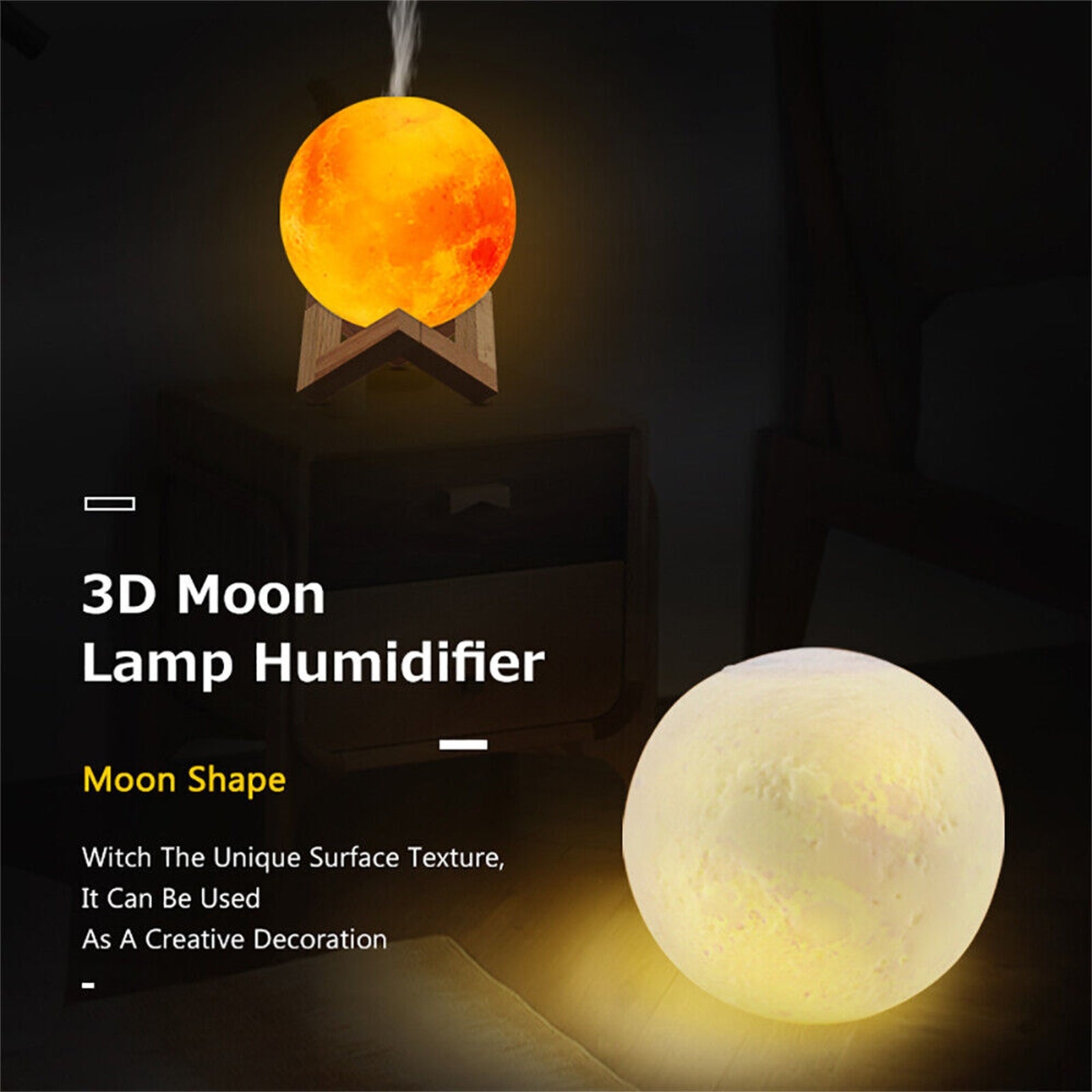 880ml Mist Maker Usb Light Aromatherapy Diffuser 3d Moon Lamp Aroma Humidifier for Living Room Bedroom Office