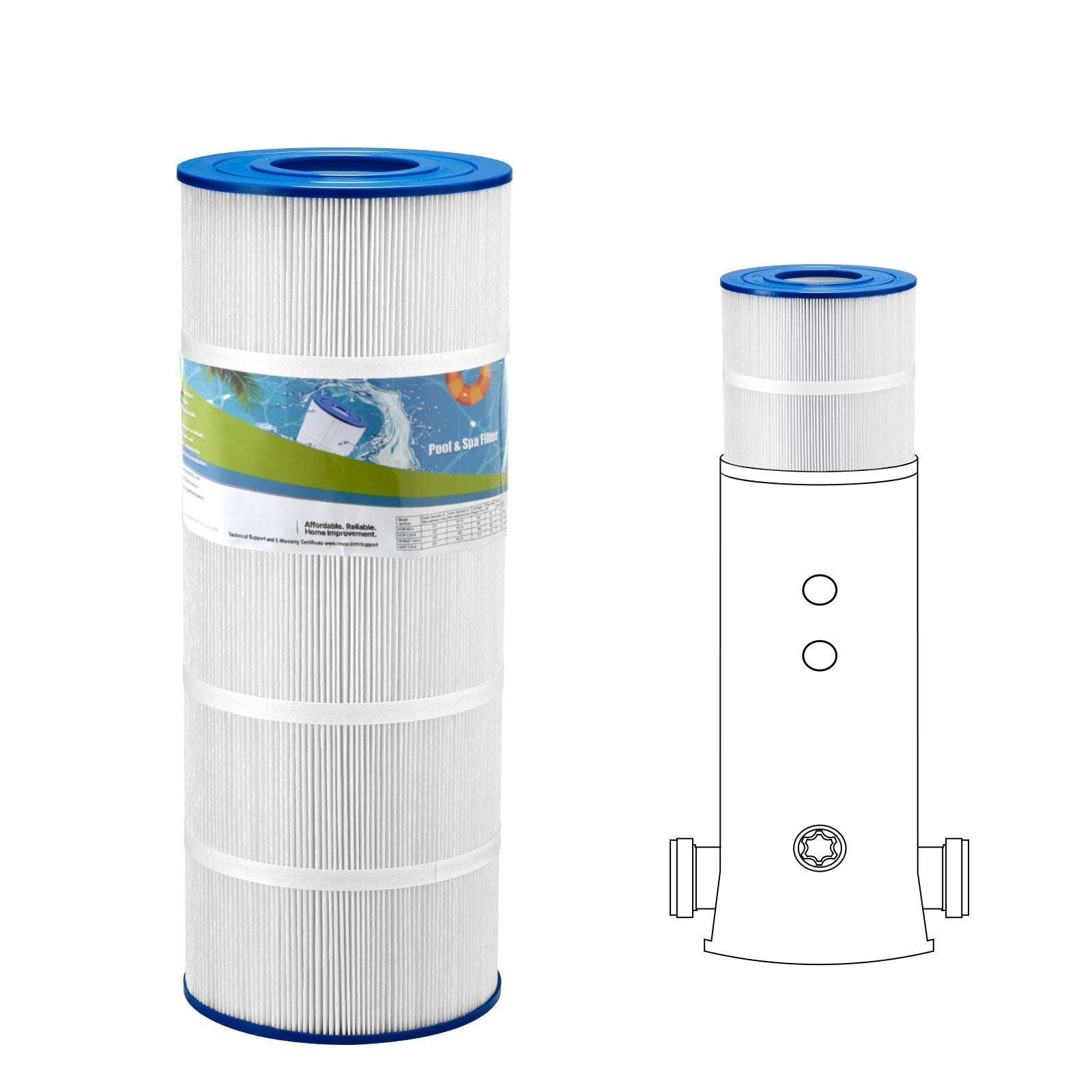 Pool Filter Cartridge, 120 Sq. Ft Spa Hot Tub Filter Cartridge Replacement, Compatible with Hayward CX1200RE, Pleatco PA120, Unicel C-8412, Secure for Kids & Pet, Trilobal Pleated, Easy to Clean