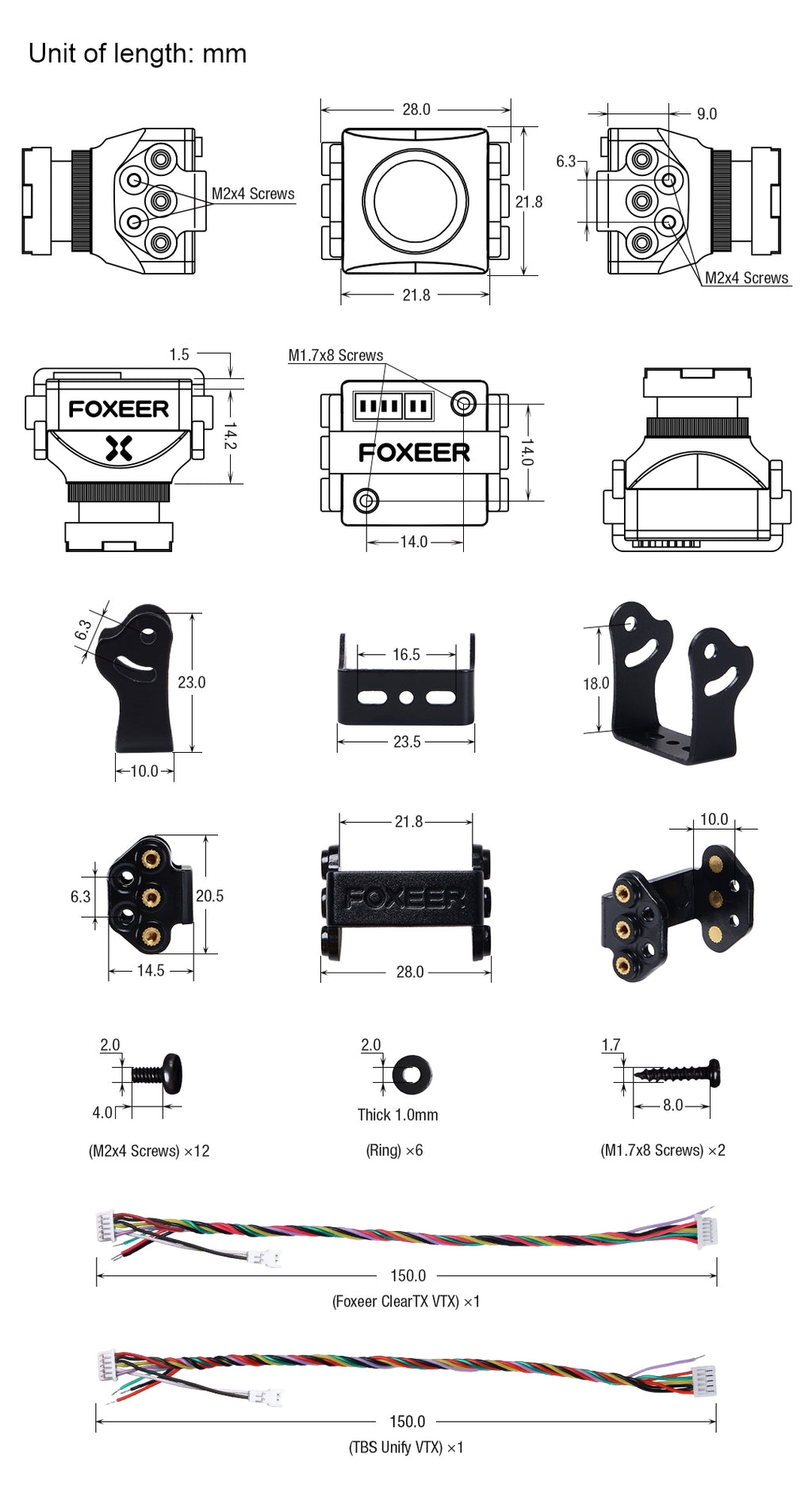 Foxeer Falkor 1200TVL Mini/Full Size Camera 16:9/4:3 PAL/NTSC Switchable GWDR Red 1.8MM