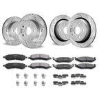 Front and Rear Brake Kit for 06-2018 Dodge Ram 1500, 07-2009 Dodge Durango Chrysler Aspen, Drilled and Slotted Brake Rotors Ceramic Brake Pads Replacement, 13.2" Front Rotors 13.9" Rear Rotors