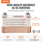 Heat Exchanger, 5"x 12" 30 Plates Brazed Plate Heat Exchanger, Copper/316L Stainless Steel Water To Water Heat Exchanger For Floor Heating, Water Heating, Snow Melting, Beer Cooling