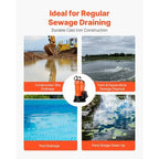 1/2 HP Submersible Trash Pump, 2000 GPH, 120V Cast Iron Submersible Sump Sewage Pump with 2 in Discharge, 39 ft Max Lift, Drain Dirty Clean Water, for Pools, Garden, Pond, Basement, Flooded Area