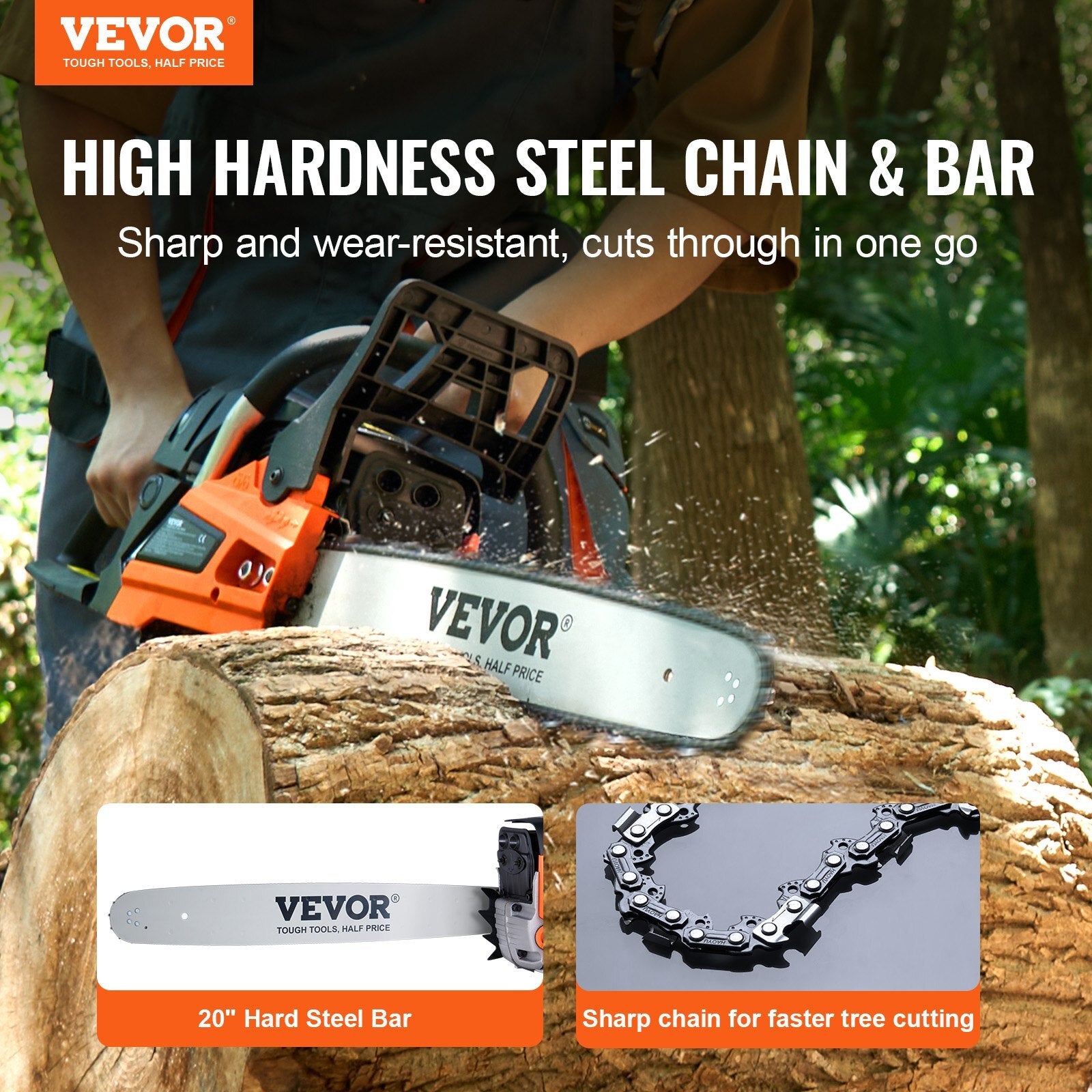 Gas Chainsaw, 58CC 20" 3.22HP, Gasoline Powered Chain Saw, Handheld Cordless Petrol Chainsaws for Tree Wood Branch Cutting, Tree Trimming, Land Clearing, Farm Garden Ranch Forest Cutting Use