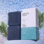 Cedrus Atlantica Scrub Soap for Men Anti-Acne Herbal Olive Oil Face Wash with Floral Pattern for Adults
