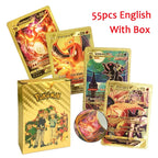 Color: EIGHT - 55PCS Pokemon Colorful Gold Foil Card Charizard Pikachu Arceus Diamond Rainbow English French German Spanish VSTAR GX VMAX Cards
