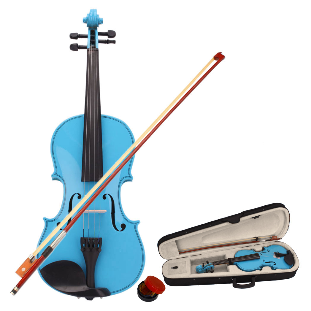 4/4 Acoustic Violin   Case   Bow   Rosin Sky Blue