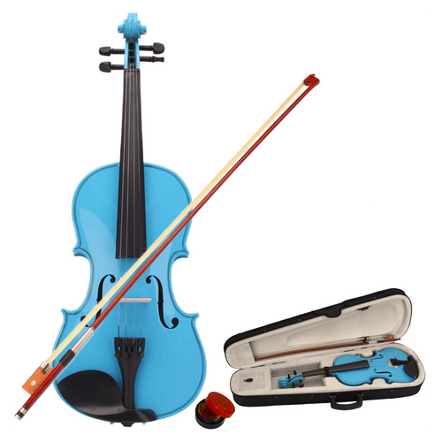 4/4 Acoustic Violin   Case   Bow   Rosin Sky Blue
