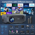 Projector with 5G WiFi and Bluetooth, 10000L Native 1080P Portable Outdoor Video Projector 4K Supported, Home Theater Movie Projector with Screen for Phone/PC/TV Stick/PS5(FBA???,?????)