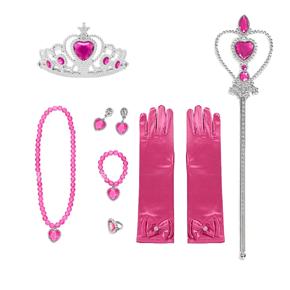 Color: Light Purple - Baby Girls Accessories Princess Peach Accessory Children Pink Headband Crown Wig Necklace Party Aurora Cosplay Dress Up Outfits
