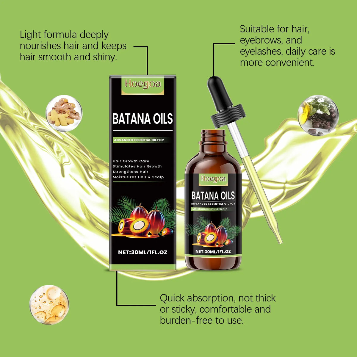Batana Oil for Hair Growth Revitalizing Strengthening Nourish Damaged Hair Scalp Treatment Add Volume Thicker Stronger Hair Care