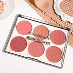 Six-color blush plate girl's heart waterproof matte pearl multi-color nude makeup natural grooming students