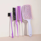 5pcs comb set Relaxing Elastic Massage Comb Hollow Out Hair Brush Scalp Massage Combs Hair Styling Spray bottle Hair Salon Tools