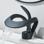 Solid Brass Waterfall Basin Faucet Single Handle Hot Cold Water Mixer Tap For Bathroom Sink