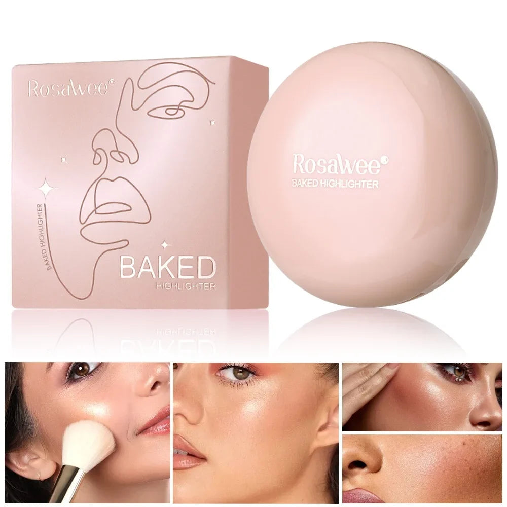 Monochrome Face Brightening Highlighter, Lightweight Non-Greasy Glitter Powder with Subtle Shimmer,Light Beige Brightening