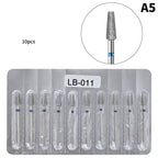 10Pcs Diamond Milling Cutter For Manicure Electric Nail Drill Bits Accessory Pedicure Machine Nail File Gel Remover Tool