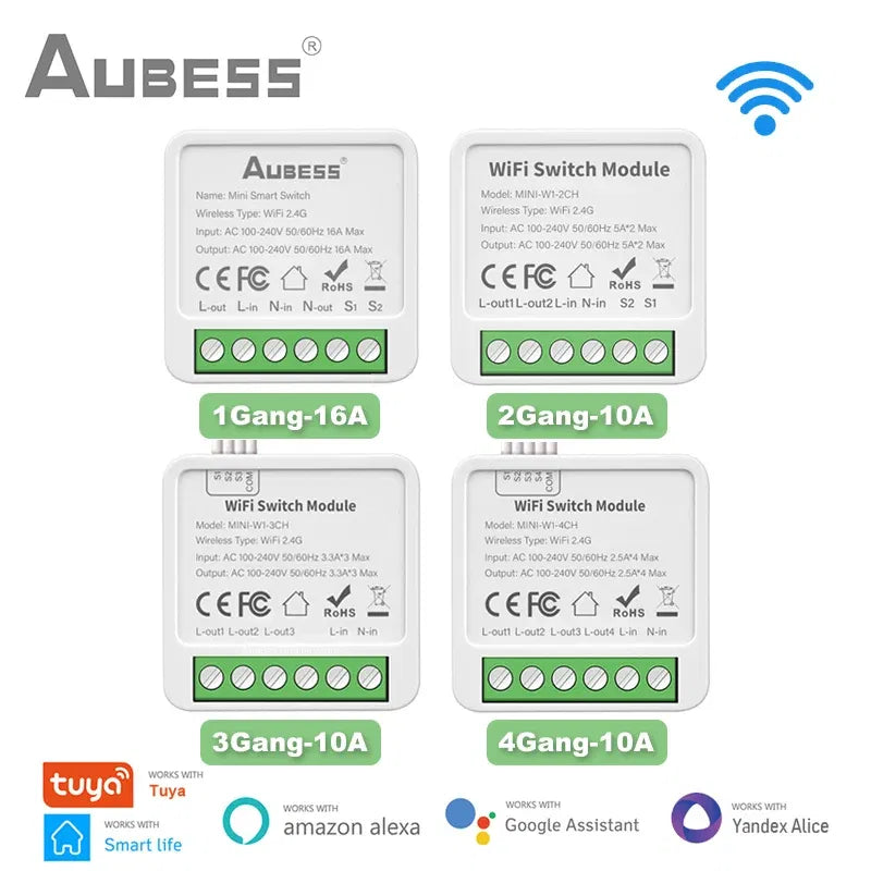 Bundle: Bundle4, Ships From: CHINA - Tuya WiFi Mini DIY Smart Switch 1/2/3/4 Gang 16/10A 2 Way Control Smart Home Automation Module Via Alexa Google Home Smart Life