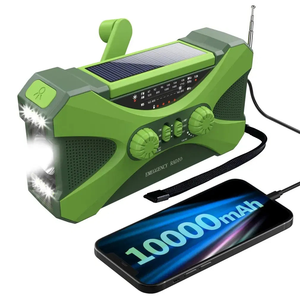 Color: black, Ships From: CHINA - New! 10000mAh Emergency Radio Portable AM FM WB NOAA Solar Hand Crank Radios Weather Radio LED Flashlight SOS Alarm Power Bank .
