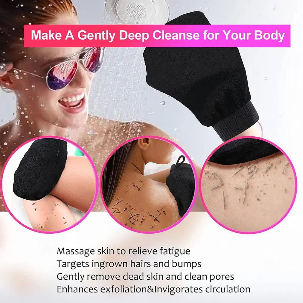 Moroccan Hammam Exfoliating Shower Gloves Painless Remove Dead Skin Scrub Body Korean Massage Mitt Bathroom Cleaning Gadget 1pc