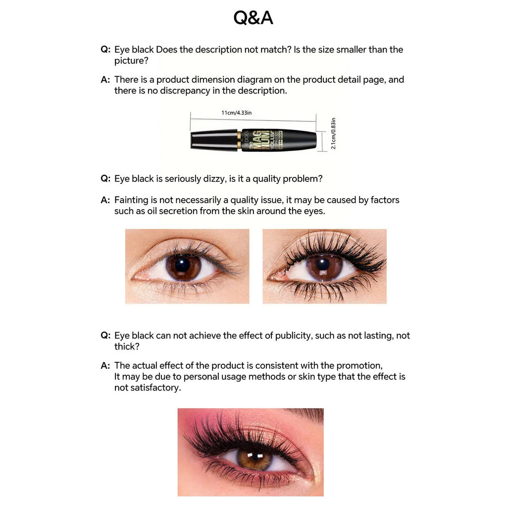 4D Black Mascara Thickening, Lengthening, Curling, Waterproof Liquid Fiber Mascara