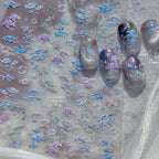 5D Metal Fish Nail Art Stickers Tiny Ocean Shoal of Fish Foil Waves Summer Beach Self Adhesive Decoration Manicure Decal DIY